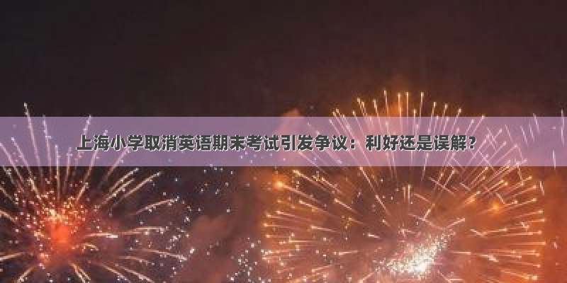 上海小学取消英语期末考试引发争议：利好还是误解？